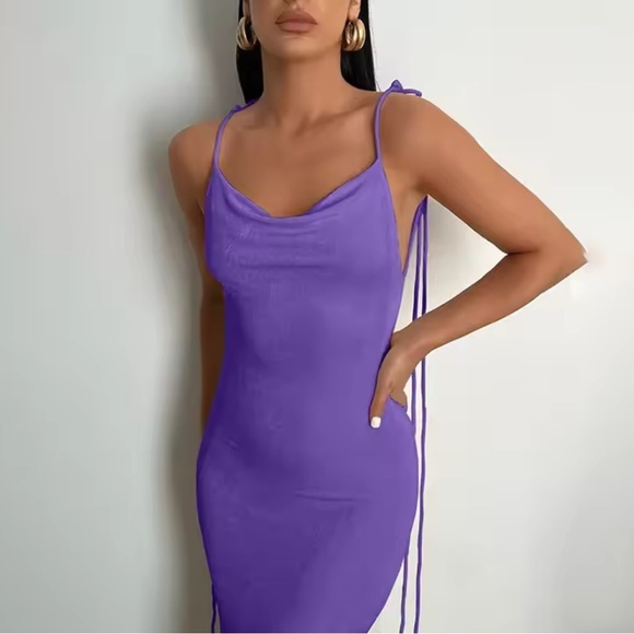 Amazon Dresses & Skirts - AMAZON DRESS Backless Purple – Size S – Stretchy & Adjustable – Great Condition